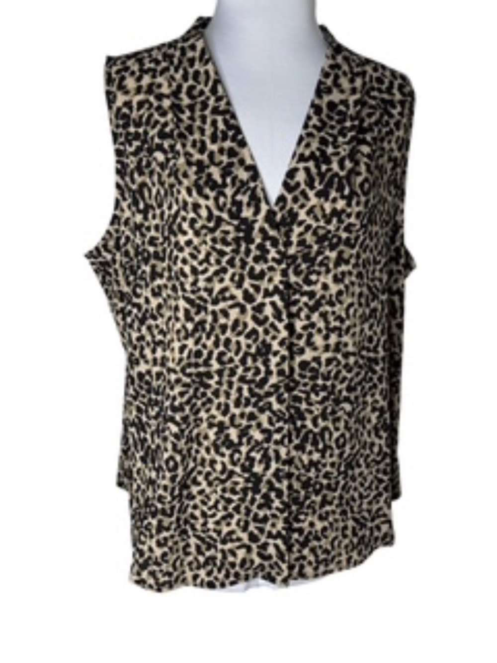Nordstrom Rack Sleeveless Leopard Print Split Neck Button Blouse Size XXL - Picture 2 of 8